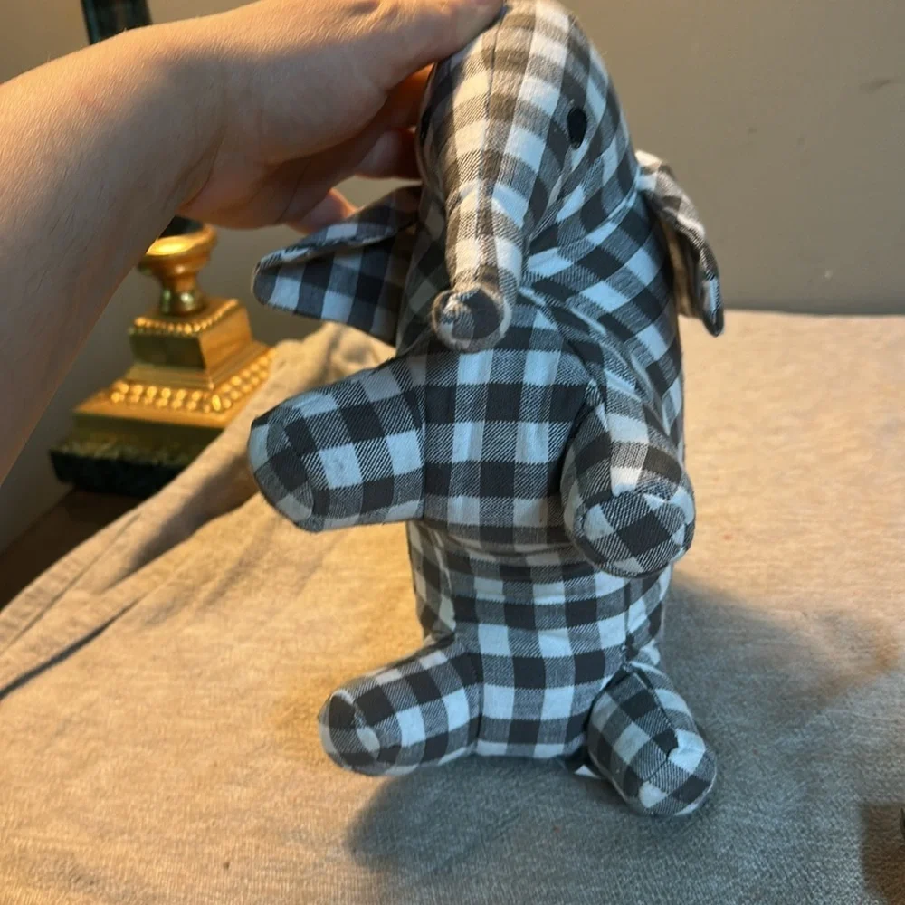 Creative Co-Op gray cotton Gingham Elephant 🐘 doorstop